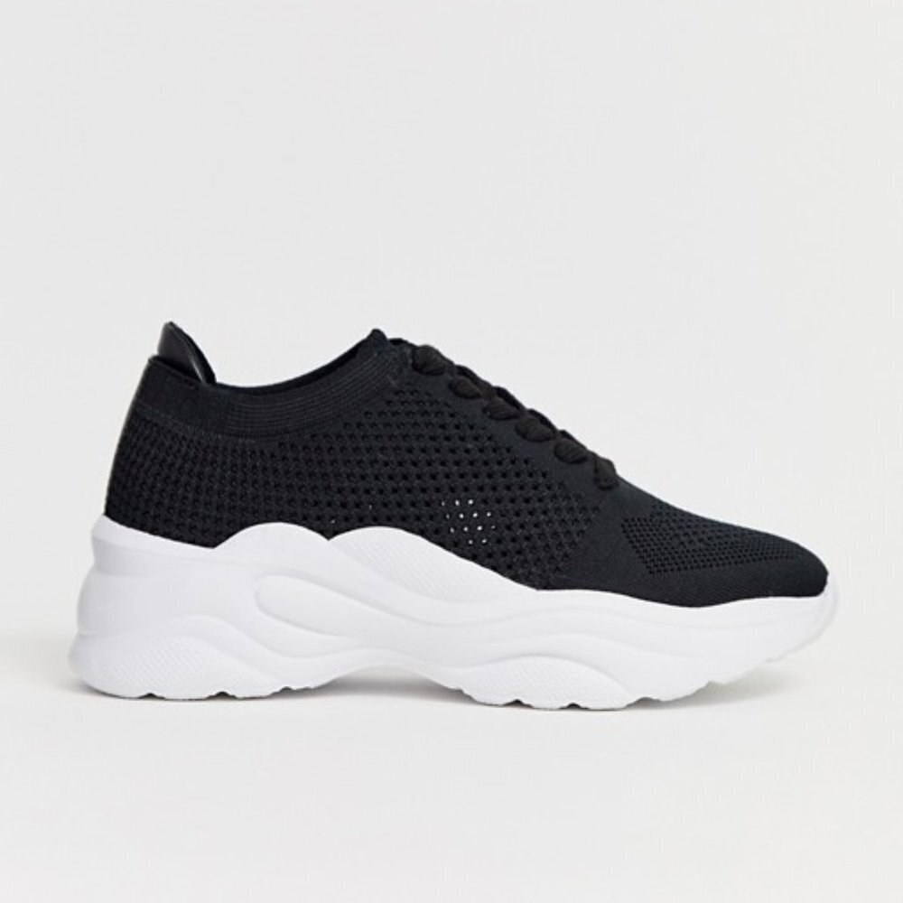 London Rebel knitted lace up runner sneakers